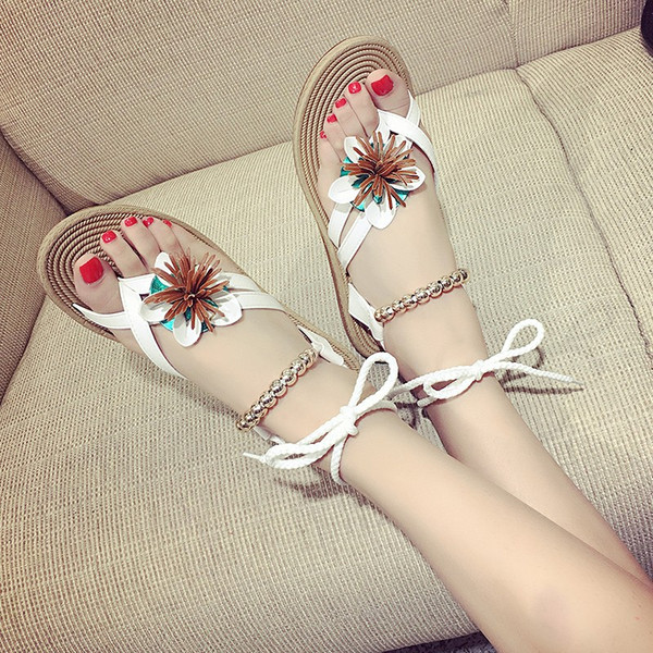 Σούπερ φρέσκα κυρίες περιστασιακή σανδάλια με στοιχεία υπό τη μορφή των λουλουδιών