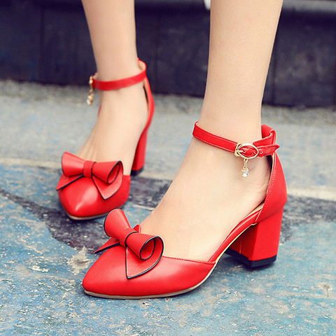 τακούνια Γλυκό κυρίες με κορδέλα, λίγο απότομη κόκκινο, λευκό και μαύρο