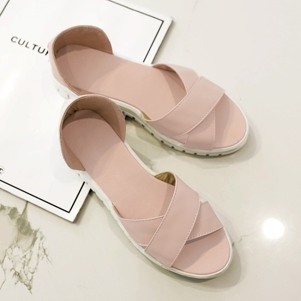 Γλυκό κυρίες σανδάλια, χωρίς λουριά σε ολόκληρο τον αστράγαλο σε λευκό, ροζ και μαύρο