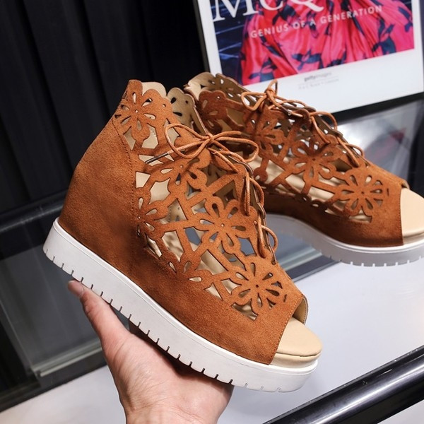 Φρέσκα πλατφόρμα κυρίες σανδάλια κατάλληλο για καθημερινή μαύρο και καφέ