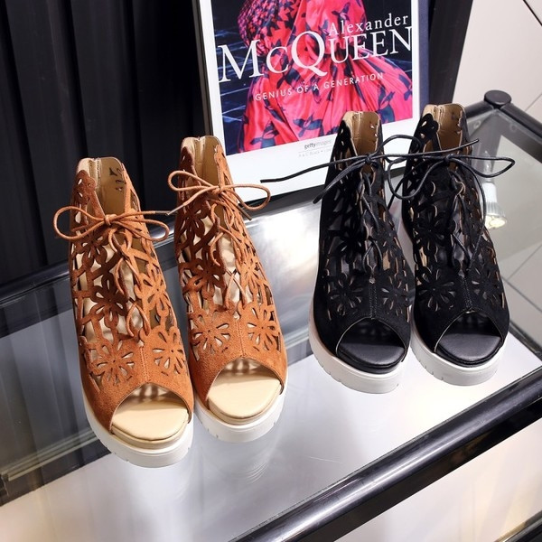 Φρέσκα πλατφόρμα κυρίες σανδάλια κατάλληλο για καθημερινή μαύρο και καφέ