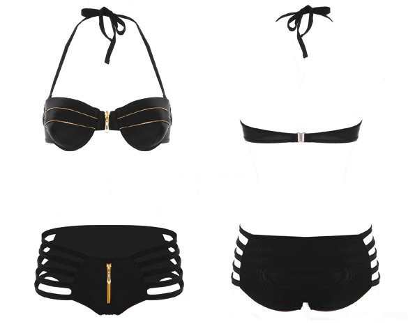 Μαύρη δύο τεμαχίων με ιμάντες και φερμουάρ