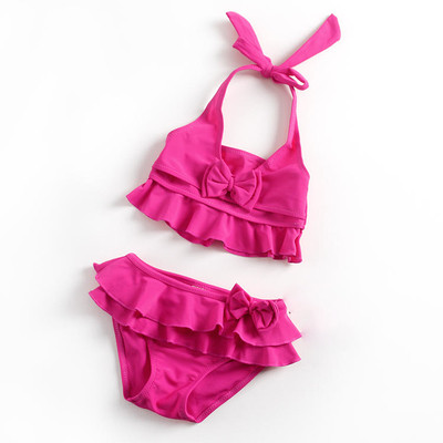 Сладък детски бански костюм от 2 части в розов цвят