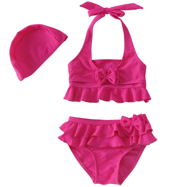 Сладък детски бански костюм от 2 части в розов цвят