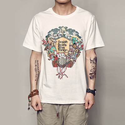 Casual ανδρική μπλούζα σε 3 χρώματα με πολύχρωμα κινούμενα σφραγίδα