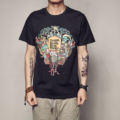 Casual ανδρική μπλούζα σε 3 χρώματα με πολύχρωμα κινούμενα σφραγίδα