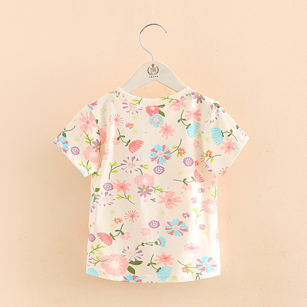 Сладка дамска блуза за момичета с къс ръкав във флорални мотиви