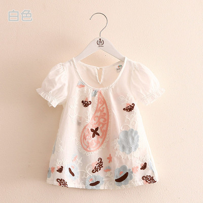 Свободна детска блуза за момичета в розов, бял и син цвят