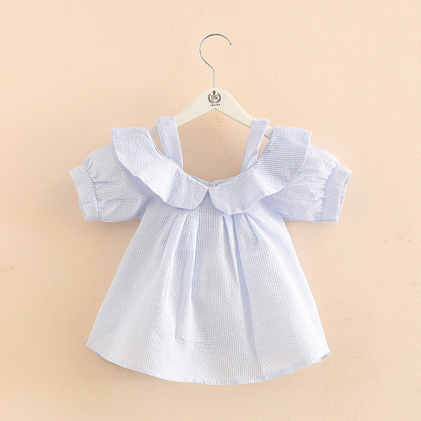 Сладка детска риза за момичета с къс ръкав и в свободен стил