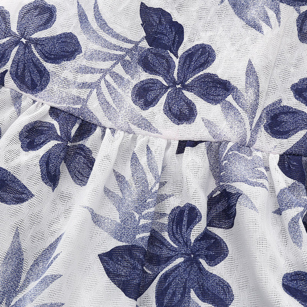 Τα παιδιά ευρεία φόρεμα για κορίτσια λουλούδια σε μπλε