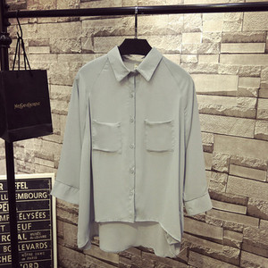 Κομψό κυρίες σιφόν πουκάμισο με τσέπες