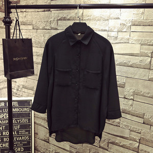 Κομψό κυρίες σιφόν πουκάμισο με τσέπες