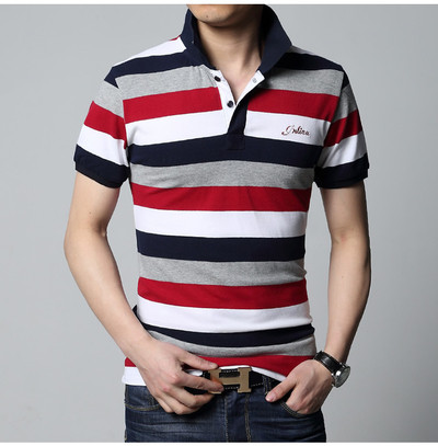 ριγέ πουκάμισο βαμβακερό Τρέχουσα άνδρες με κοντά μανίκια Ζιβάγκο