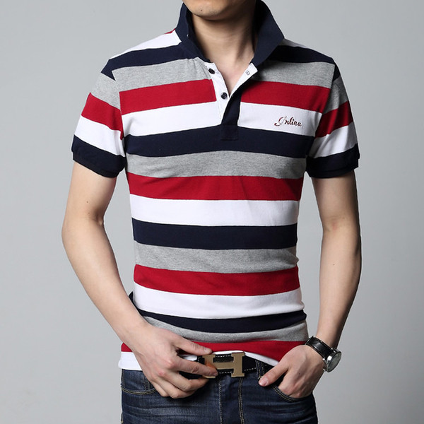 ριγέ πουκάμισο βαμβακερό Τρέχουσα άνδρες με κοντά μανίκια Ζιβάγκο