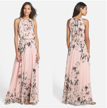 Κομψό κυρίες μποέμ βραδινό φόρεμα με floral μοτίβα