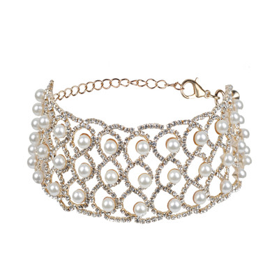 Много красива дамска огърлица за врата с лъскави камъчета - тип чокър