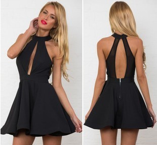 Κυρίες κομψό φόρεμα με γυμνή πλάτη και μεγάλη από τη μέση και κάτω