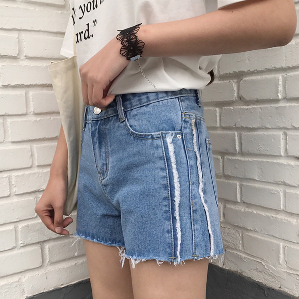 Μοντέρνο Γυναίκα σορτς με ψηλή μέση σε μπλε χρώμα