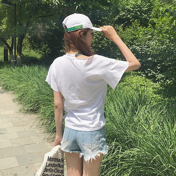 Καλοκαίρι Κυρίες Μπλούζα με απλικέ σε άσπρο μαύρο και γκρι