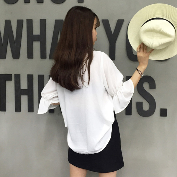 Φρέσκα κυρίες μπλούζα με 3/4 μανίκια ευρύ μοντέλο στα λευκά