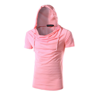 Κομψή λεπτή μπλούζα με κουκούλα κοντό μανίκι