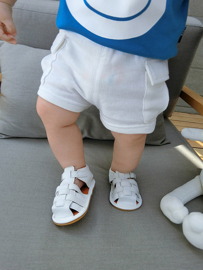 Сладки детски къси панталони за момчета с джобове в син, зелен, сив и бял цвят