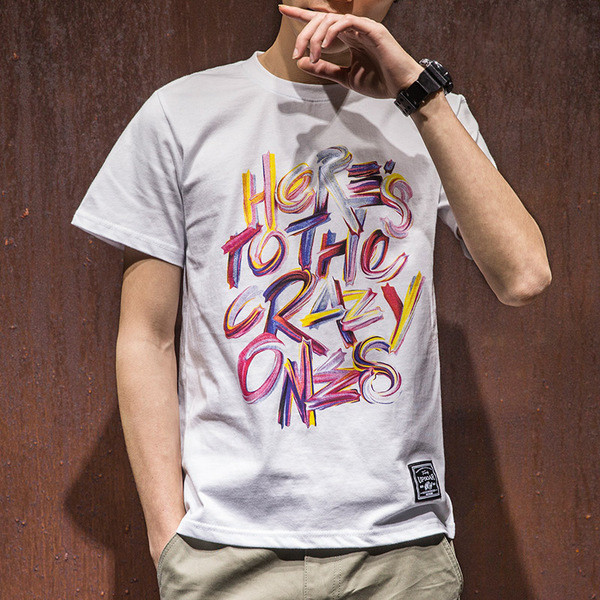 shirt το καλοκαίρι άνδρες με κοντά μανίκια με ετικέτα χρώμα - άσπρο και μαύρο έκδοση