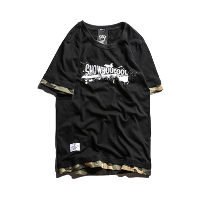 Τρέχουσα T-shirt με στάμπα, να υπογράψει και καμουφλάζ γεμίσει