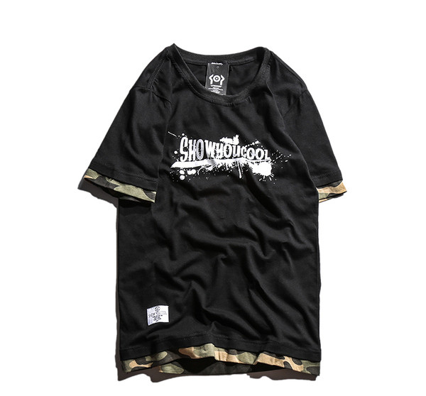 Τρέχουσα T-shirt με στάμπα, να υπογράψει και καμουφλάζ γεμίσει