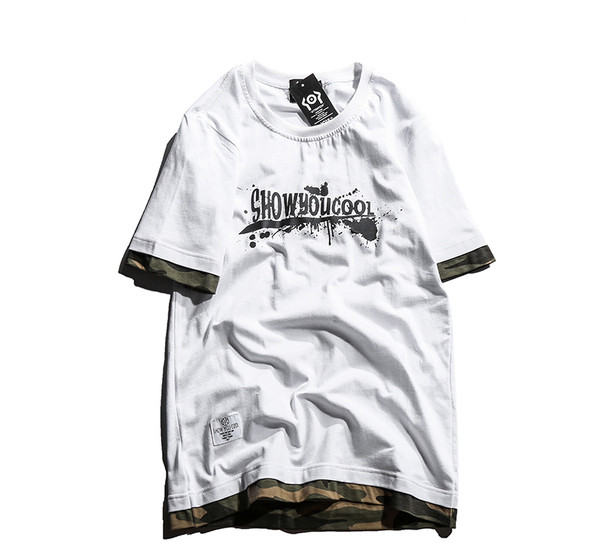 Τρέχουσα T-shirt με στάμπα, να υπογράψει και καμουφλάζ γεμίσει