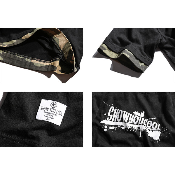 Τρέχουσα T-shirt με στάμπα, να υπογράψει και καμουφλάζ γεμίσει