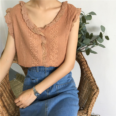 Καλοκαίρι κυρίες prizirashta μπλούζα με V-λαιμό λευκό και πορτοκαλί