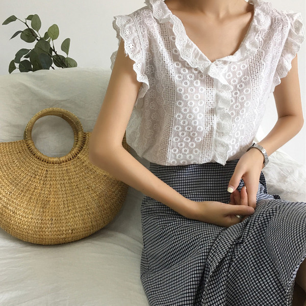 Καλοκαίρι κυρίες prizirashta μπλούζα με V-λαιμό λευκό και πορτοκαλί