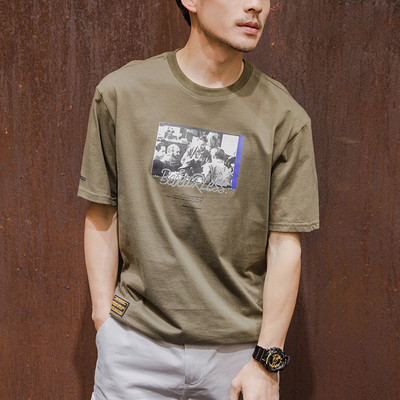 Мъжка тениска с къс ръкав и щампа в 4 различни цвята