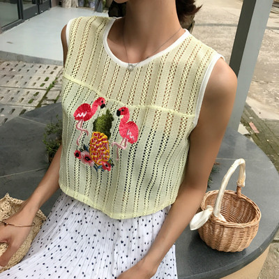 οροφή της δεξαμενής Κομψή μικρή κυρίες λευκό και κίτρινο χρώμα με κέντημα