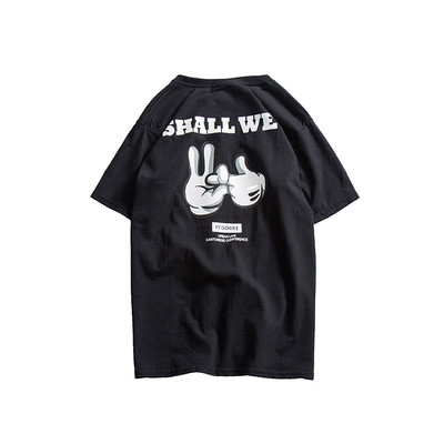 Ενδιαφέρουσες ανδρών T-shirt με ένα διασκεδαστικό κινούμενα εκτύπωσης - λευκό, γκρι και μαύρο