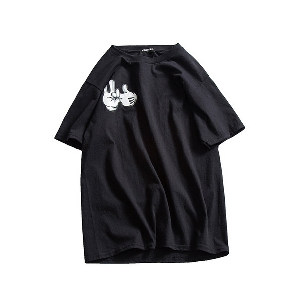 Ενδιαφέρουσες ανδρών T-shirt με ένα διασκεδαστικό κινούμενα εκτύπωσης - λευκό, γκρι και μαύρο