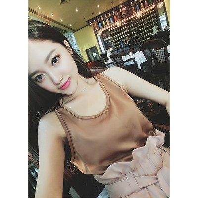 Κυρίες σατέν γιλέκο σε καφέ, λευκό και μαύρο - μεγάλη μοντέλο