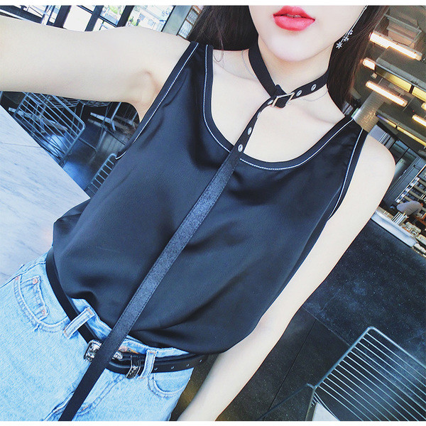 Κυρίες σατέν γιλέκο σε καφέ, λευκό και μαύρο - μεγάλη μοντέλο