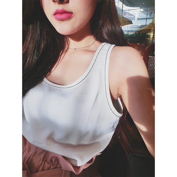 Κυρίες σατέν γιλέκο σε καφέ, λευκό και μαύρο - μεγάλη μοντέλο