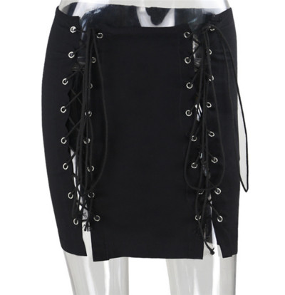 φούστα σέξι κυρίες με υψηλή μέση, με ενδιαφέρουσες συνδέσεις - 3 χρώματα