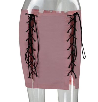 φούστα σέξι κυρίες με υψηλή μέση, με ενδιαφέρουσες συνδέσεις - 3 χρώματα