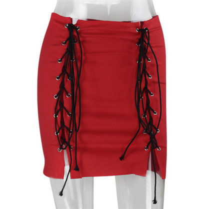 φούστα σέξι κυρίες με υψηλή μέση, με ενδιαφέρουσες συνδέσεις - 3 χρώματα