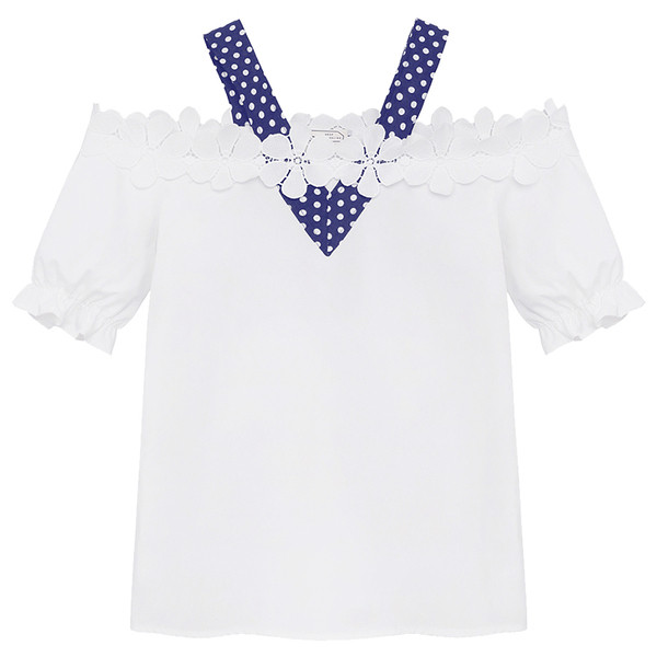 Απαλό Κυρίες Μπλούζα με έναν ώμο, δαντέλες και λουριά