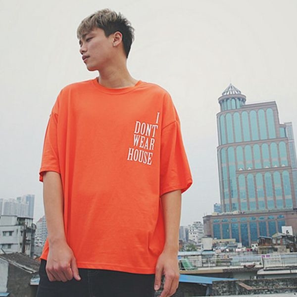 πουκάμισο Αθλητισμός ανδρών σε λευκό, πορτοκαλί και μαύρο χρώμα με την επιγραφή στο πίσω μέρος