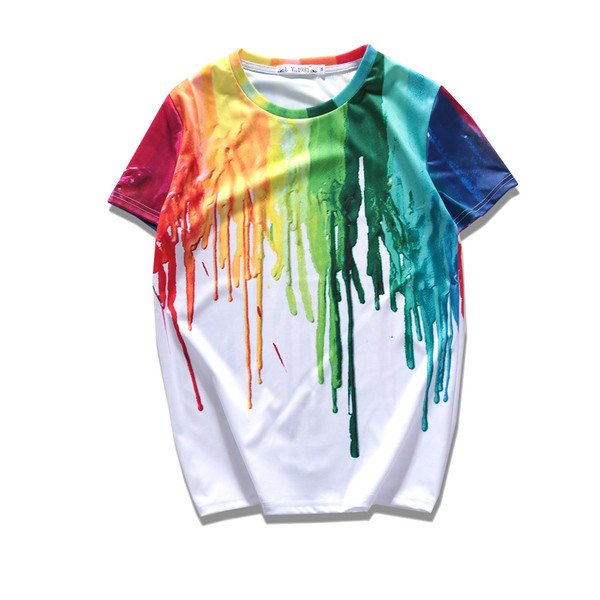 Καλοκαίρι χρώματος T-shirts για τους άνδρες κορυφαία μοντέλα σε λευκό και μαύρο φόντο 3D Printed