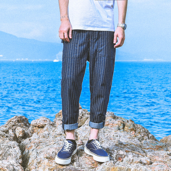  Ανδρών  casual παντελόνι καρό σε μαύρο και γκρι