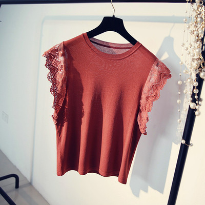 Κομψό κυρίες γιλέκο με δαντέλα και το O-σχήμα κολάρο σε διάφορα χρώματα