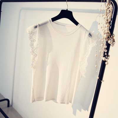 Κομψό κυρίες γιλέκο με δαντέλα και το O-σχήμα κολάρο σε διάφορα χρώματα