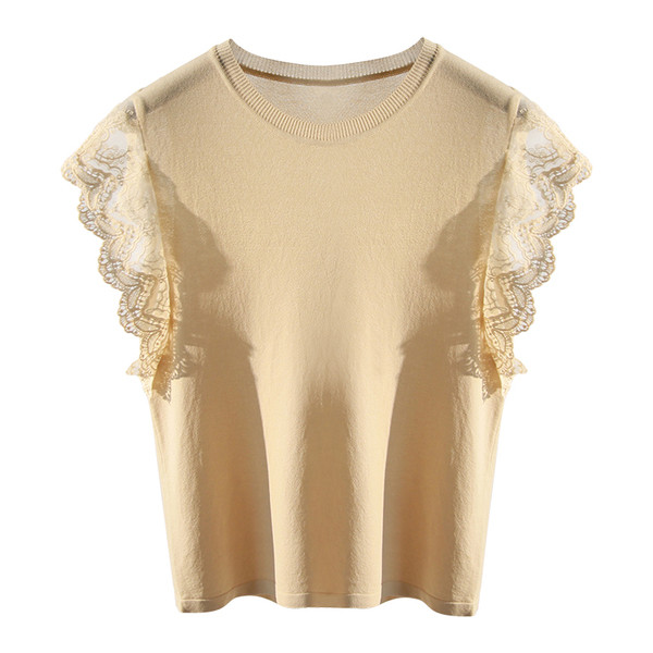 Κομψό κυρίες γιλέκο με δαντέλα και το O-σχήμα κολάρο σε διάφορα χρώματα